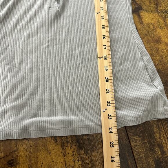 James Perse size 2 shirt Taupe half sleeve ribbed tencel cashmere henley minimal - Picture 6 of 10